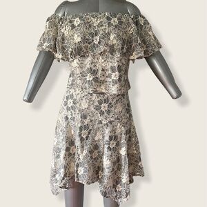 RACHEL ROY Skirt and Top Set Grey and Cream Lace